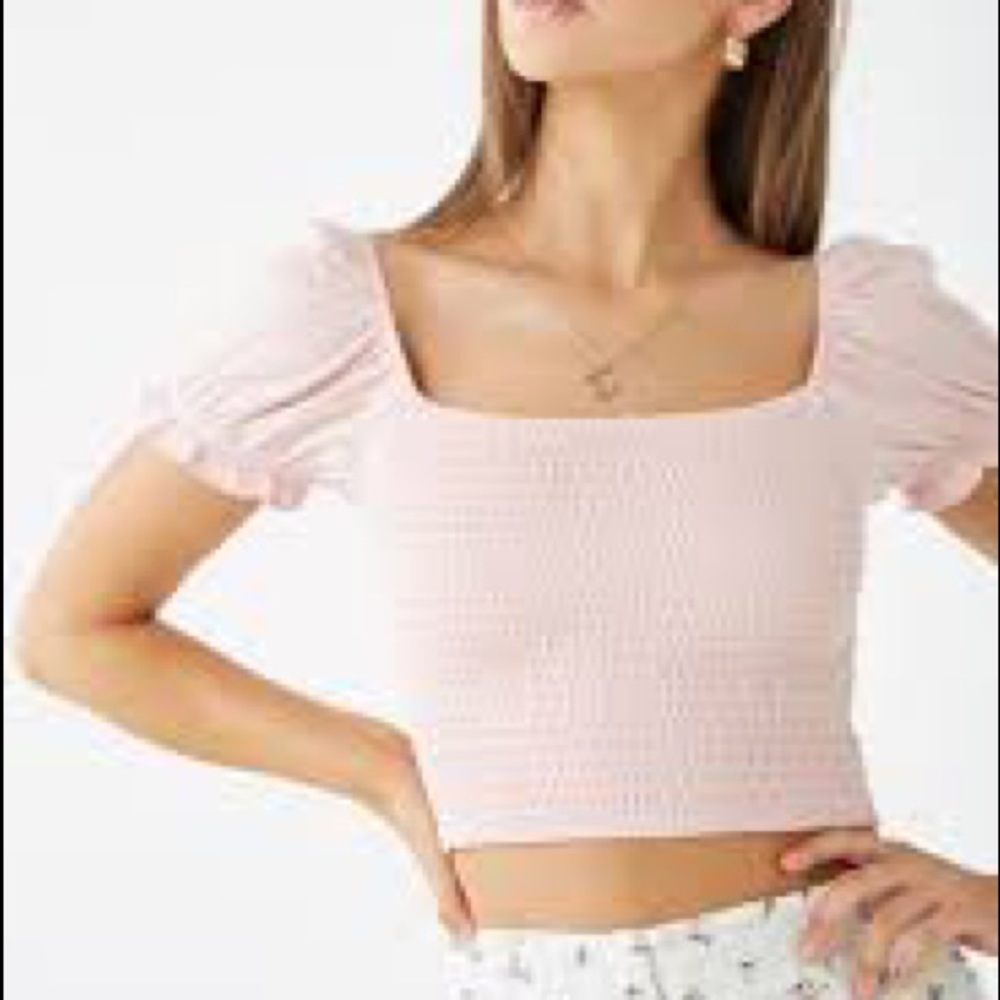 Forever 21 puffy sleeve cropped top